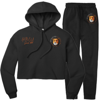 black crop hoodie set