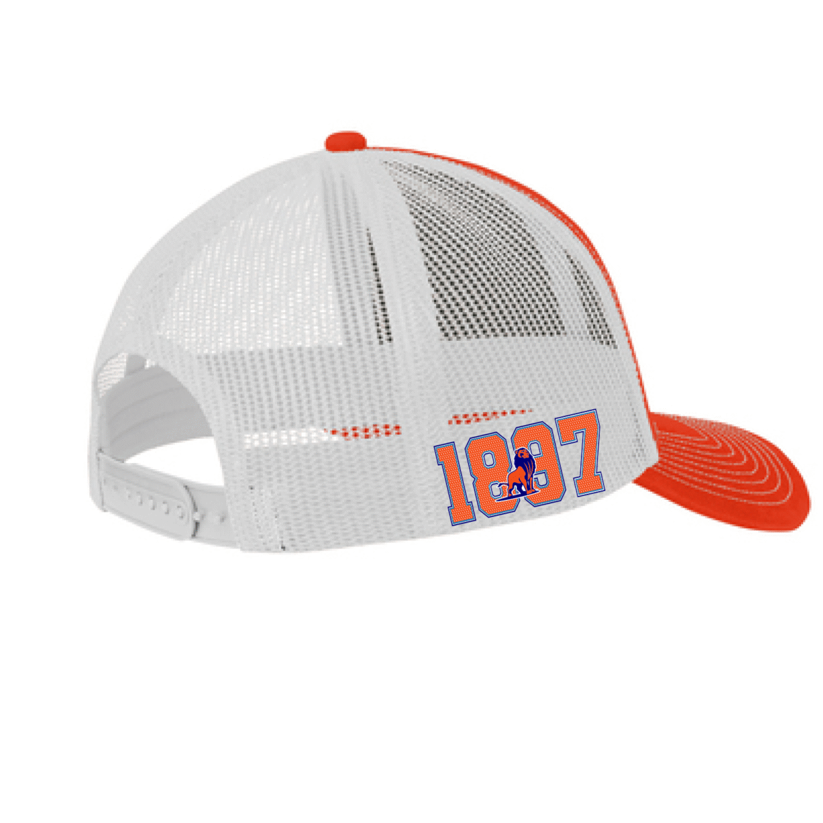 Orange white trucker side